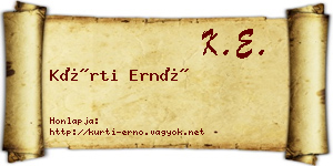 Kürti Ernő névjegykártya